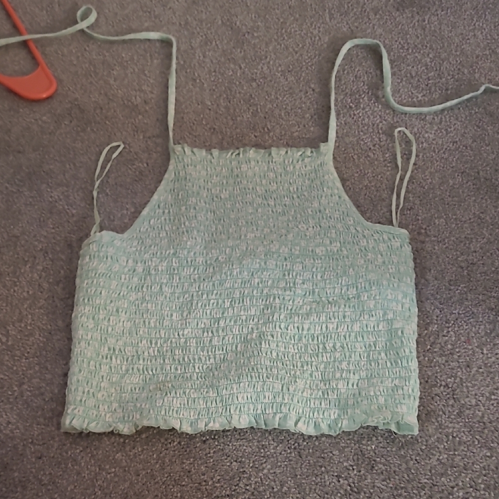 Billa Bong Halter Top Mint Green Smocked Women's Top